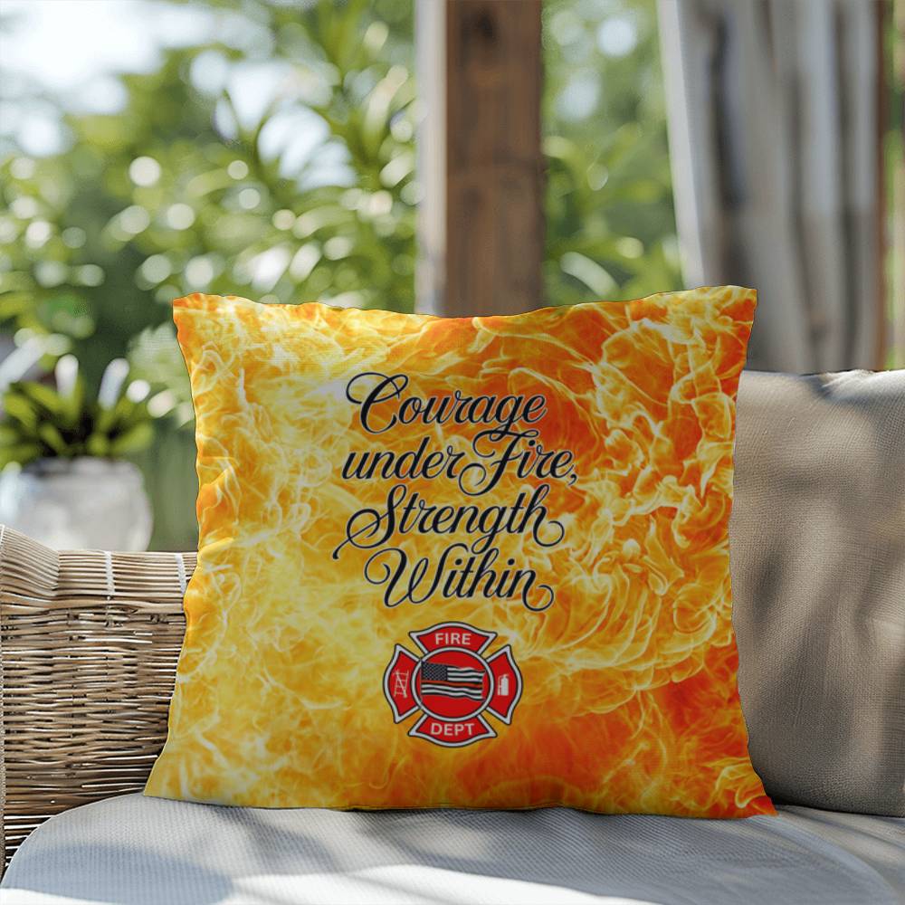 Custom pillow design for firefighters, celebrating their courage both on duty and in their emotional well-being. Perfect for recovery spaces.