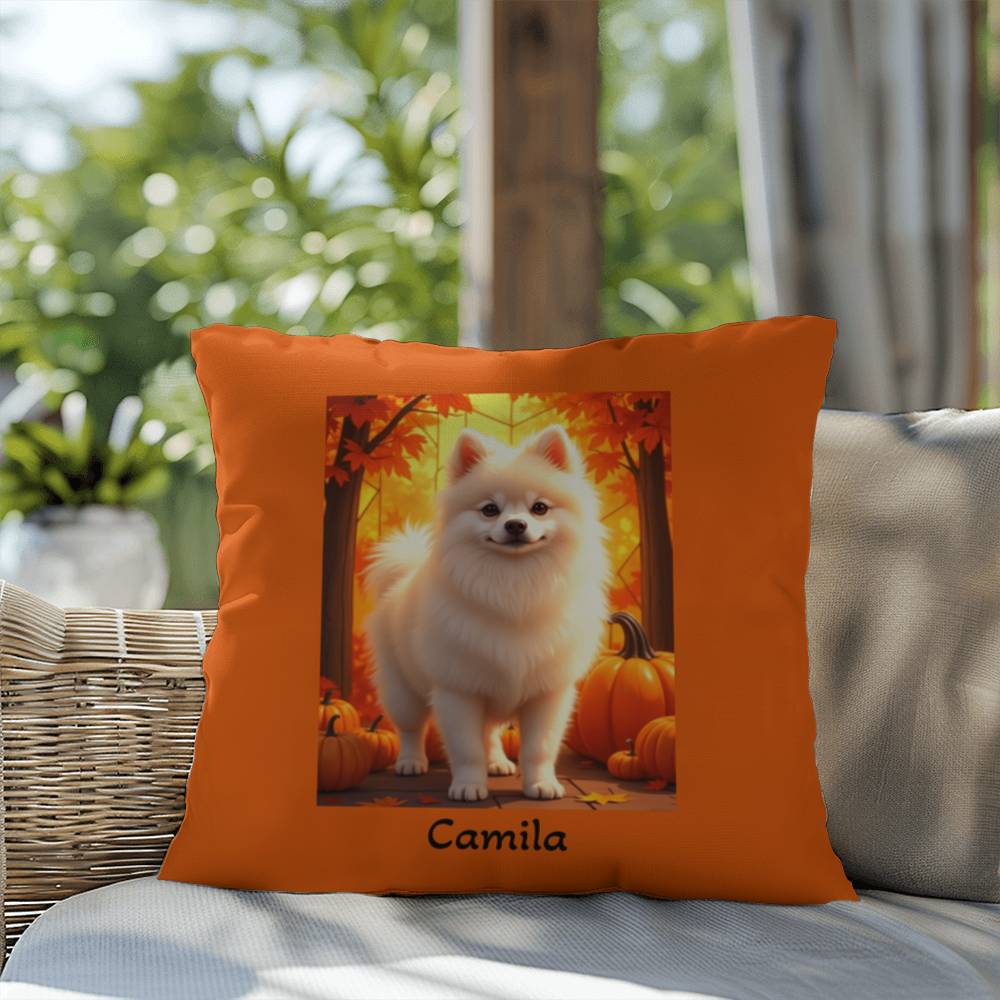 Cream Pomeranian indoor outdoor pillow, personalized dog cushion, cute pet lover gift decor