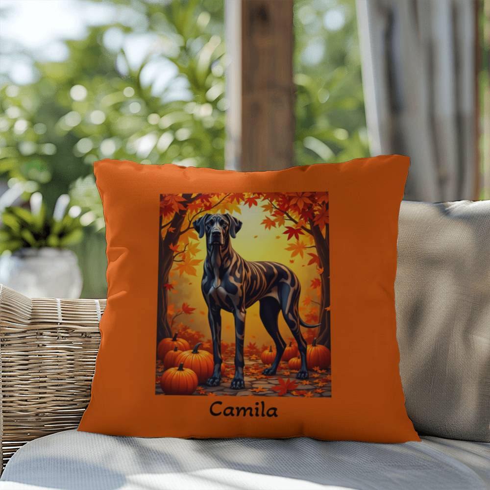 Great Dane Brindle Coat Throw Pillow, Personalized Indoor Outdoor Dog Cushion, Living Room Accent