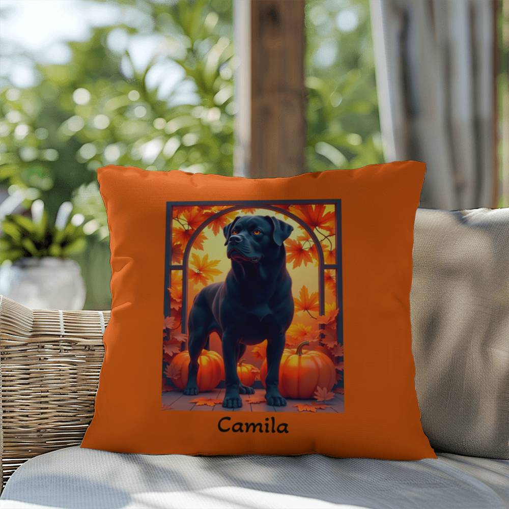 Black Rottweiler pillow, personalized indoor outdoor dog cushion for Rottie home accent - MySisterIsASurvivor