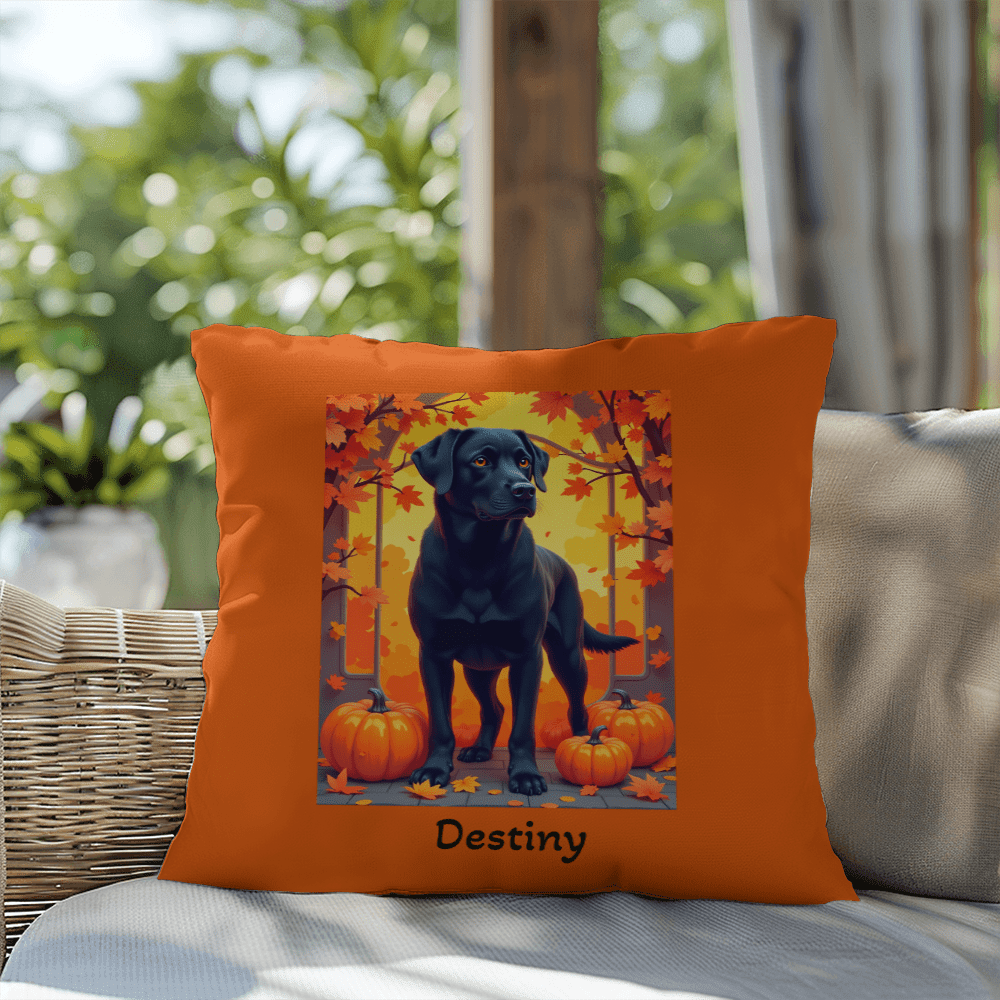 Black Labrador Retriever pillow, personalized indoor outdoor dog cushion for lab lovers - MySisterIsASurvivor