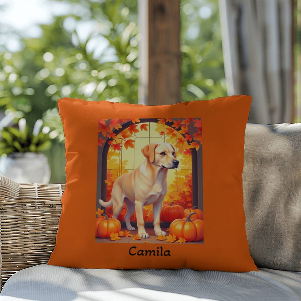 Yellow Labrador Retriever pillow, custom indoor outdoor lab cushion, cozy accent for pet lovers - MySisterIsASurvivor
