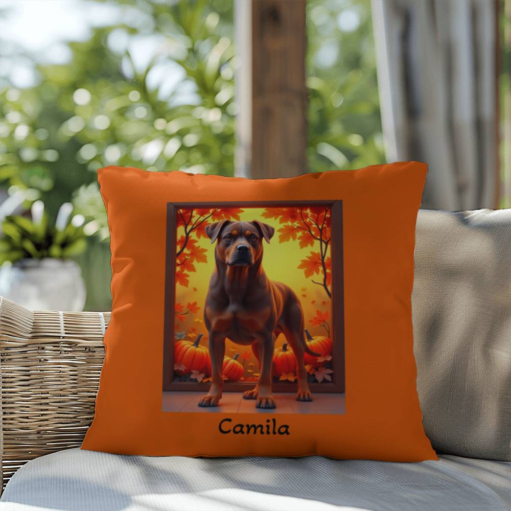 Chocolate and tan Rottweiler indoor outdoor pillow, cozy dog lover gift and stylish pet-themed décor