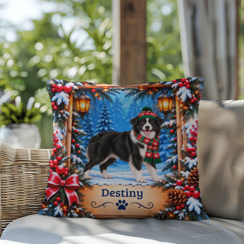 Australian Shepherd (Black & White Bi Coat) - Personalized Winter Pillow, Gift for Aussie Owners