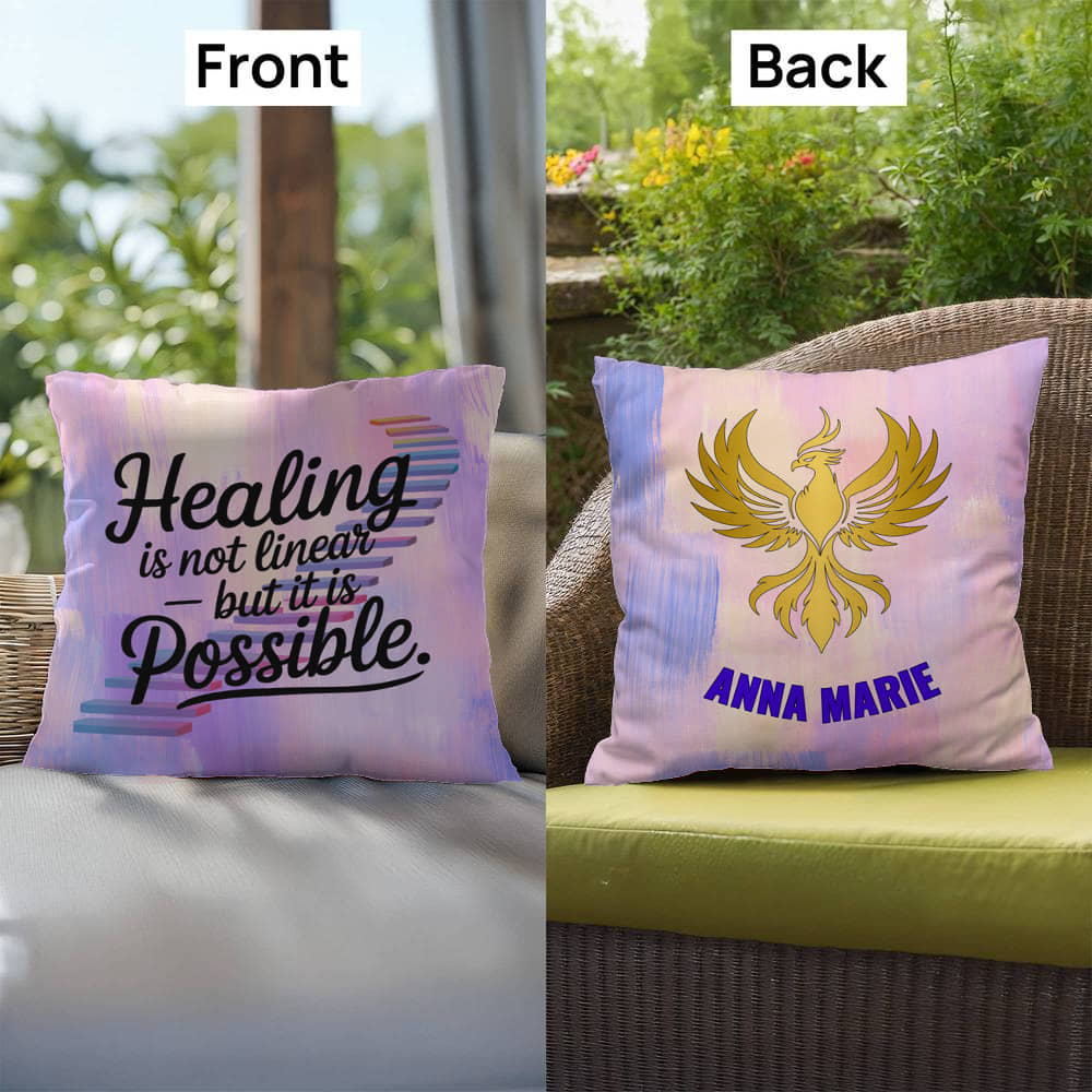 Rise & Reclaim Indoor/Outdoor Pillow – Healing from Trauma