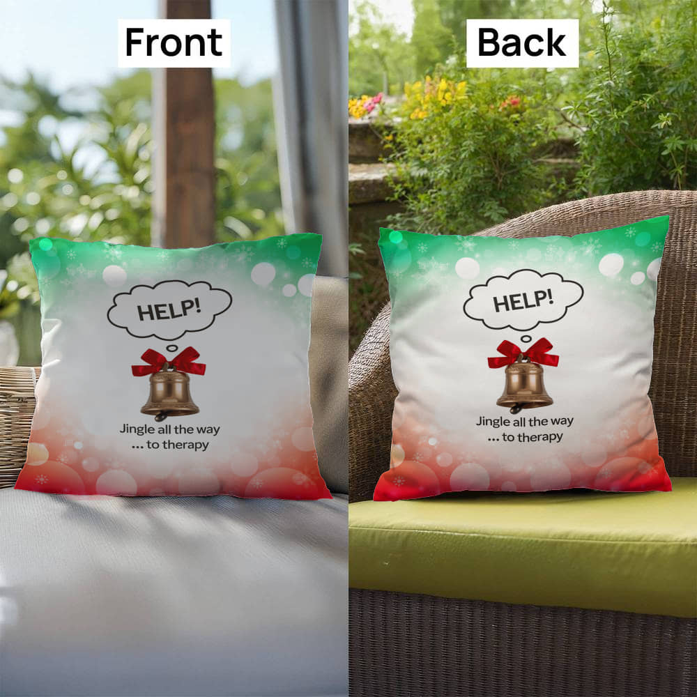 Jingle All the Way to Therapy Throw Pillow - Holiday mental health funny Christmas décor pillow