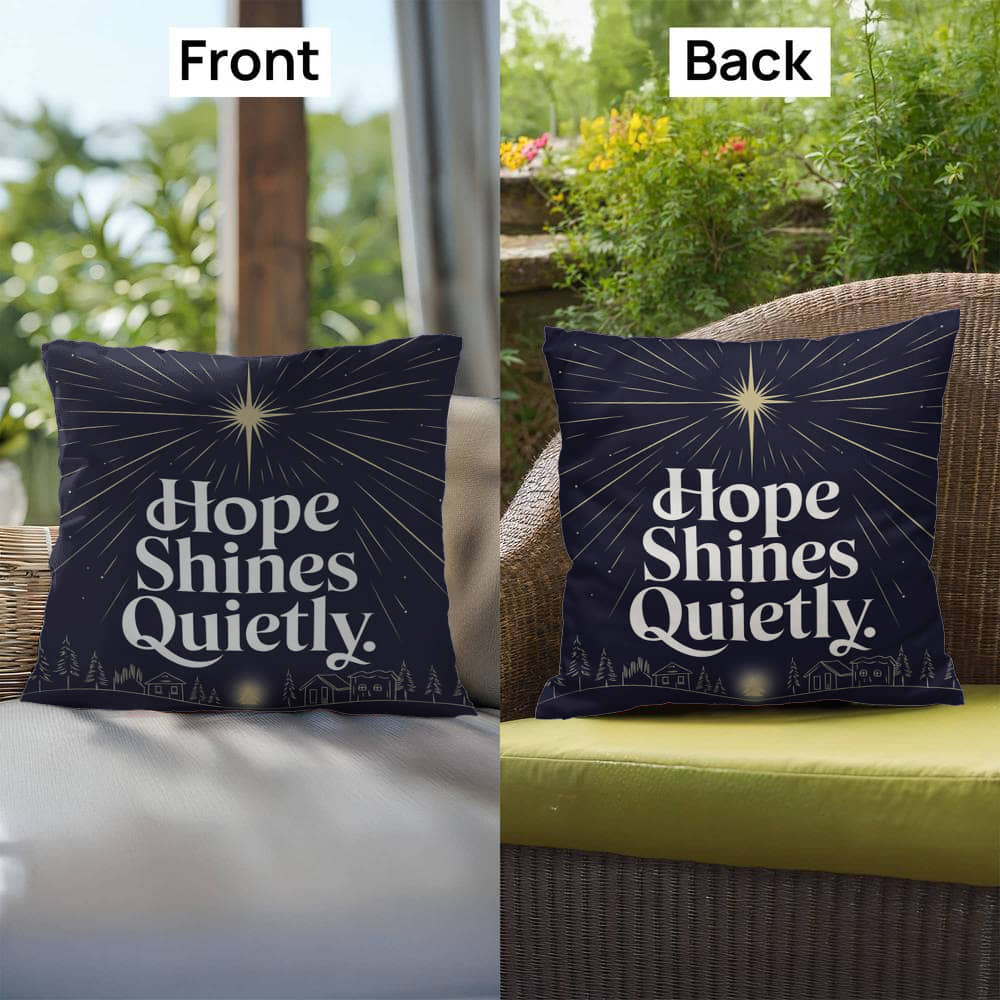 Hope Shines Quietly Throw Pillow - Peaceful Christmas accent for reflection and serenity