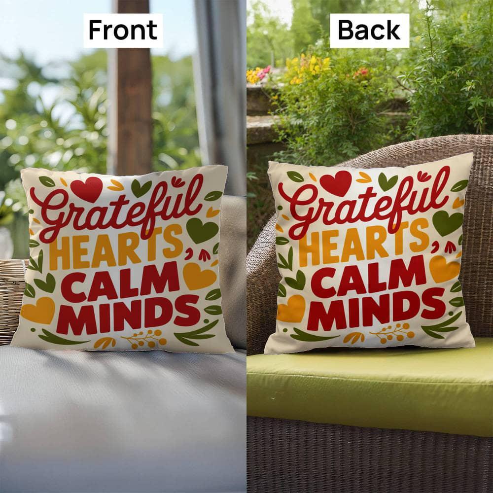 Shop our premium grateful hearts calm minds indoor outdoor pillow from MySisterIsASurvivor.