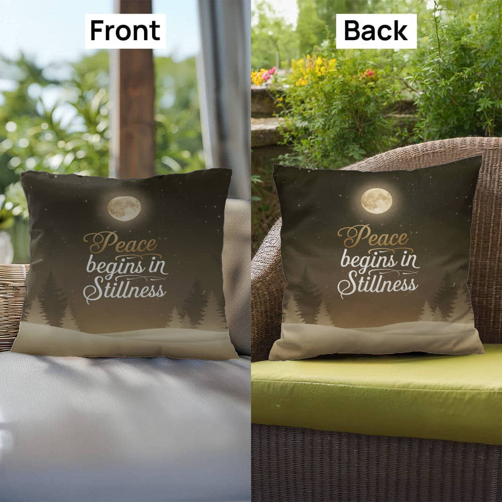 Peace Begins in Stillness Throw Pillow - Mindful Christmas décor for calm and inner peace