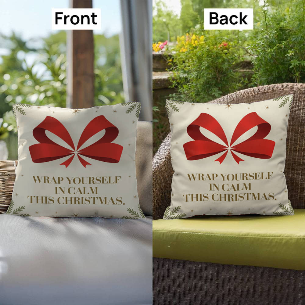 Wrap Yourself in Calm This Christmas Throw Pillow - Peaceful holiday décor for mindfulness