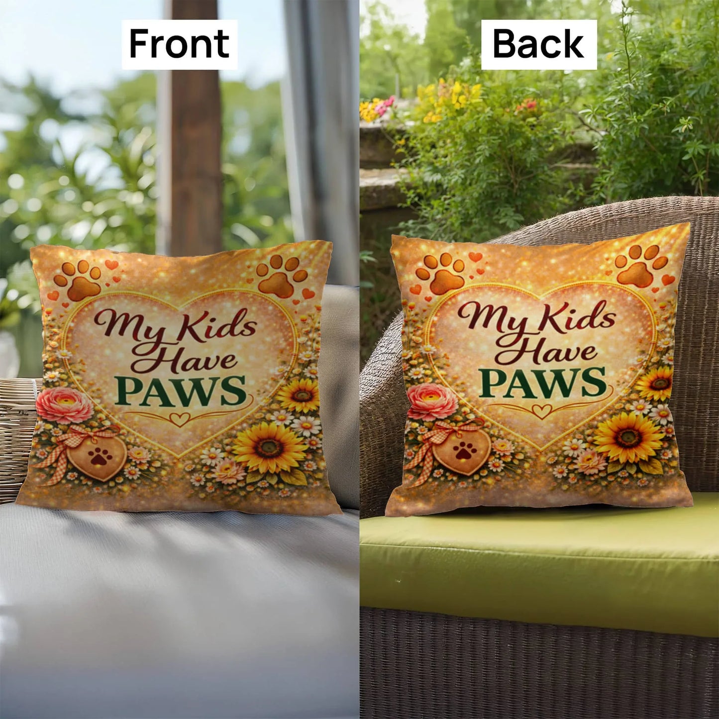 Shop our premium my kids have paws throw pillow from MySisterIsASurvivor.