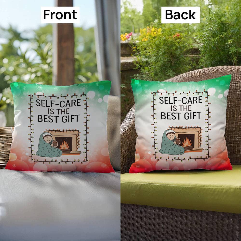 Shop our premium self care is the best gift indoor outdoor pillow from MySisterIsASurvivor.
