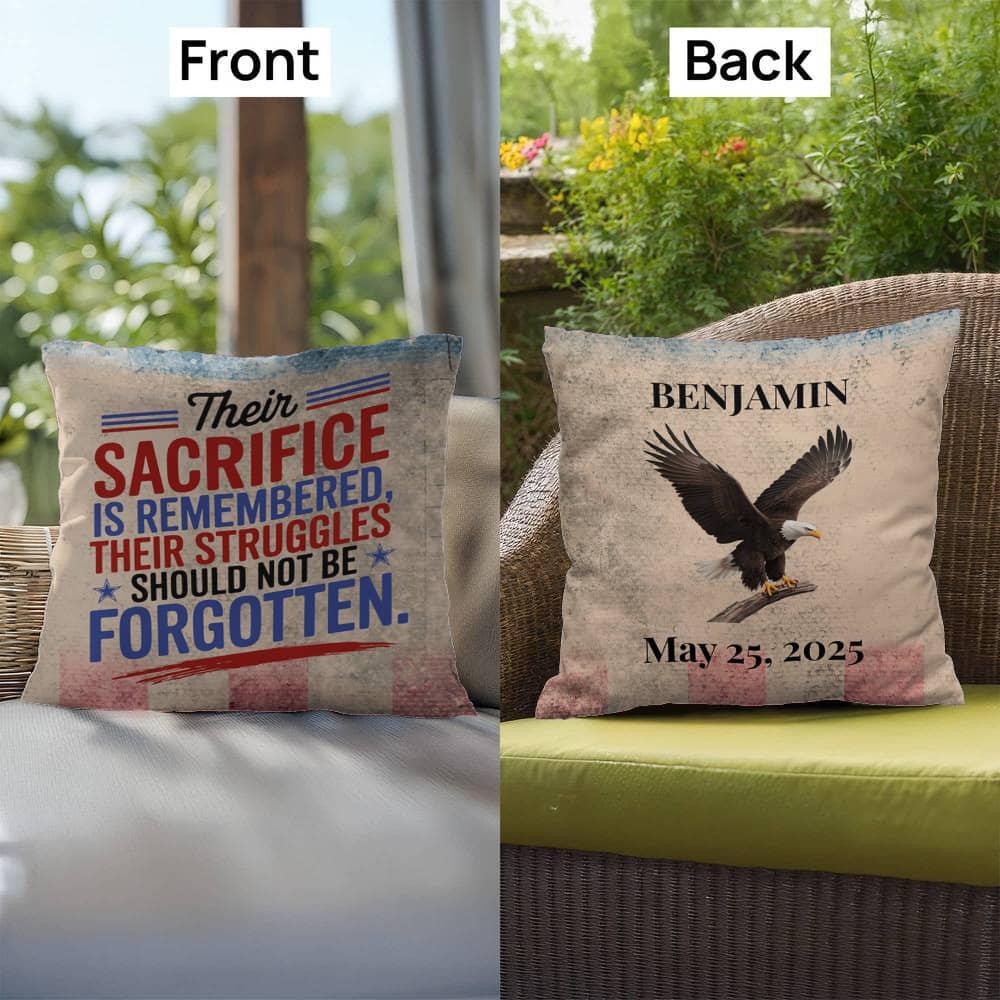Shop our premium their sacrifice is remembered indoor outdoor pillow from MySisterIsASurvivor.