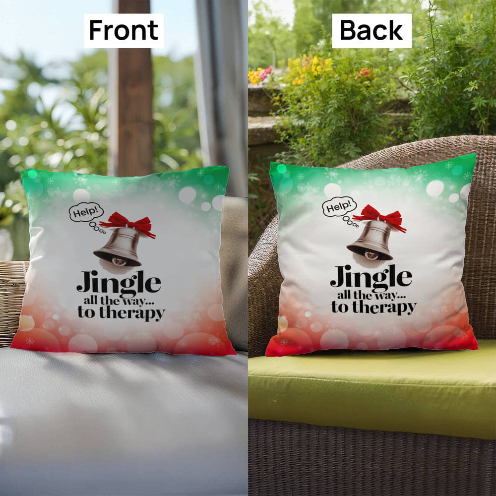 Jingle All the Way to Therapy Throw Pillow - Festive Xmas mental health decorative throw pillow
