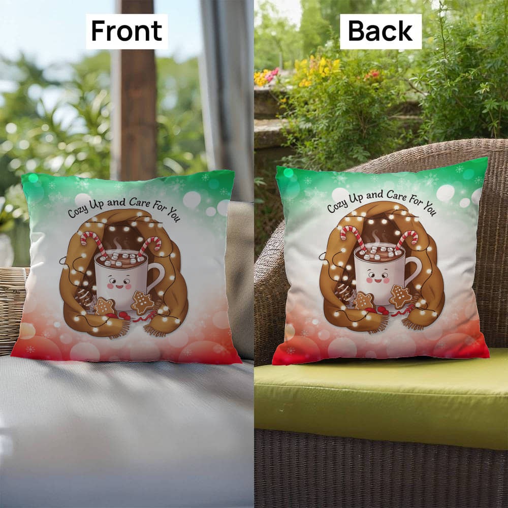 Cozy Up and Care for You Throw Pillow - Christmas self-care holiday comfort decorative pillow