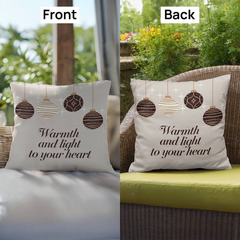 Warmth and Light to Your Heart Throw Pillow - Cozy Christmas pillow for comfort and peace