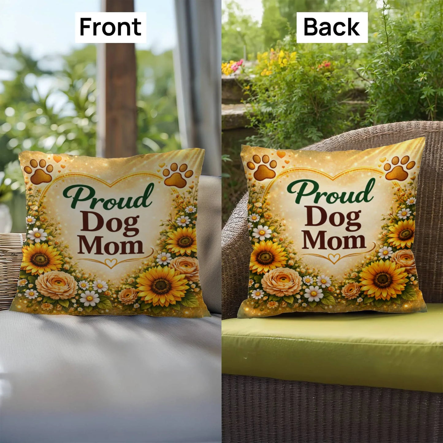 Shop our premium proud dog mom throw pillow from MySisterIsASurvivor.
