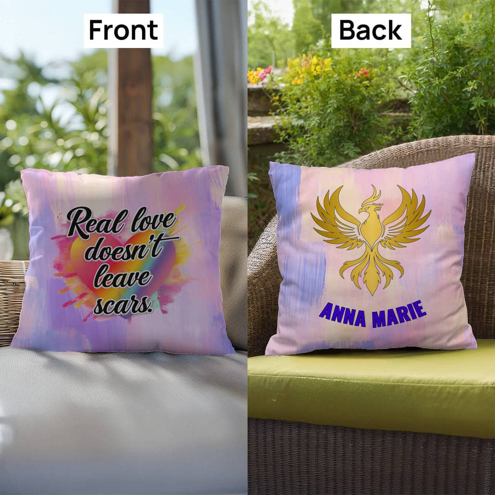 Rise & Reclaim Indoor/Outdoor Pillow – Real Love is Healing
