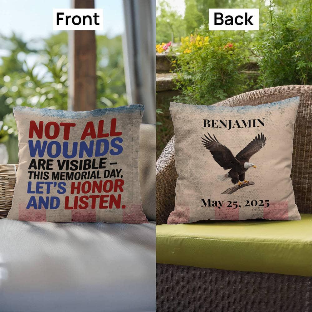 Shop our premium not all wounds are visible indoor outdoor pillow from MySisterIsASurvivor.