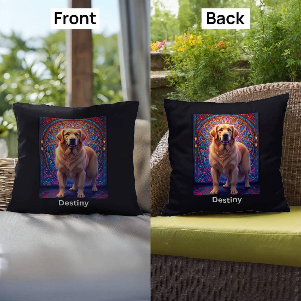 Shop our premium light cream golden retriever indoor outdoor pillow from MySisterIsASurvivor.