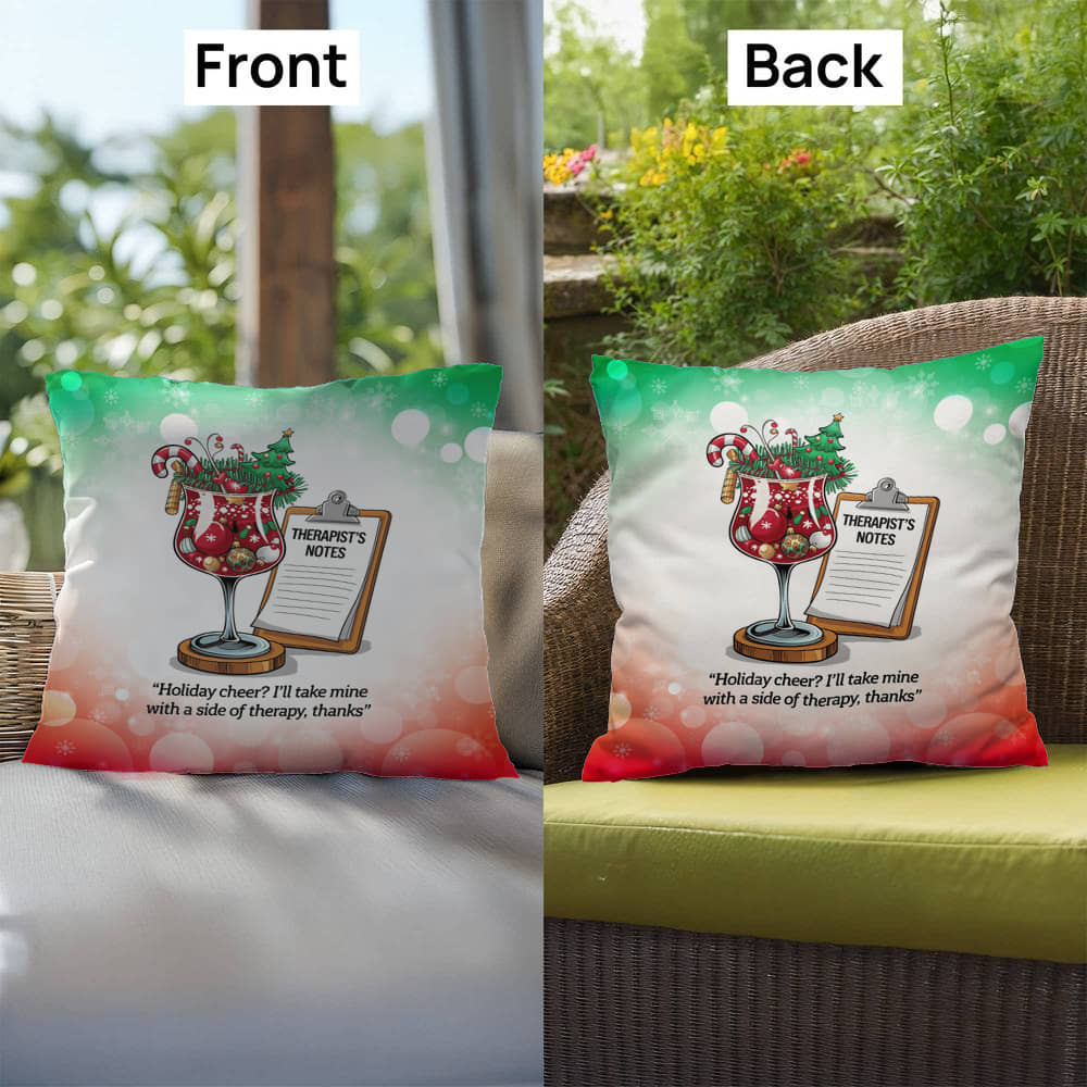 Holiday Cheer? I’ll Take Mine with Therapy Throw Pillow - Holiday mental health home décor pillow
