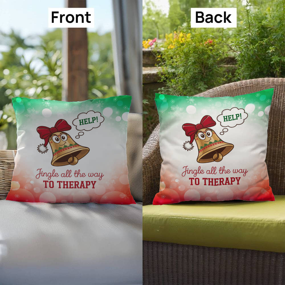 Jingle All the Way to Therapy Throw Pillow - Christmas humor mental health home décor pillow