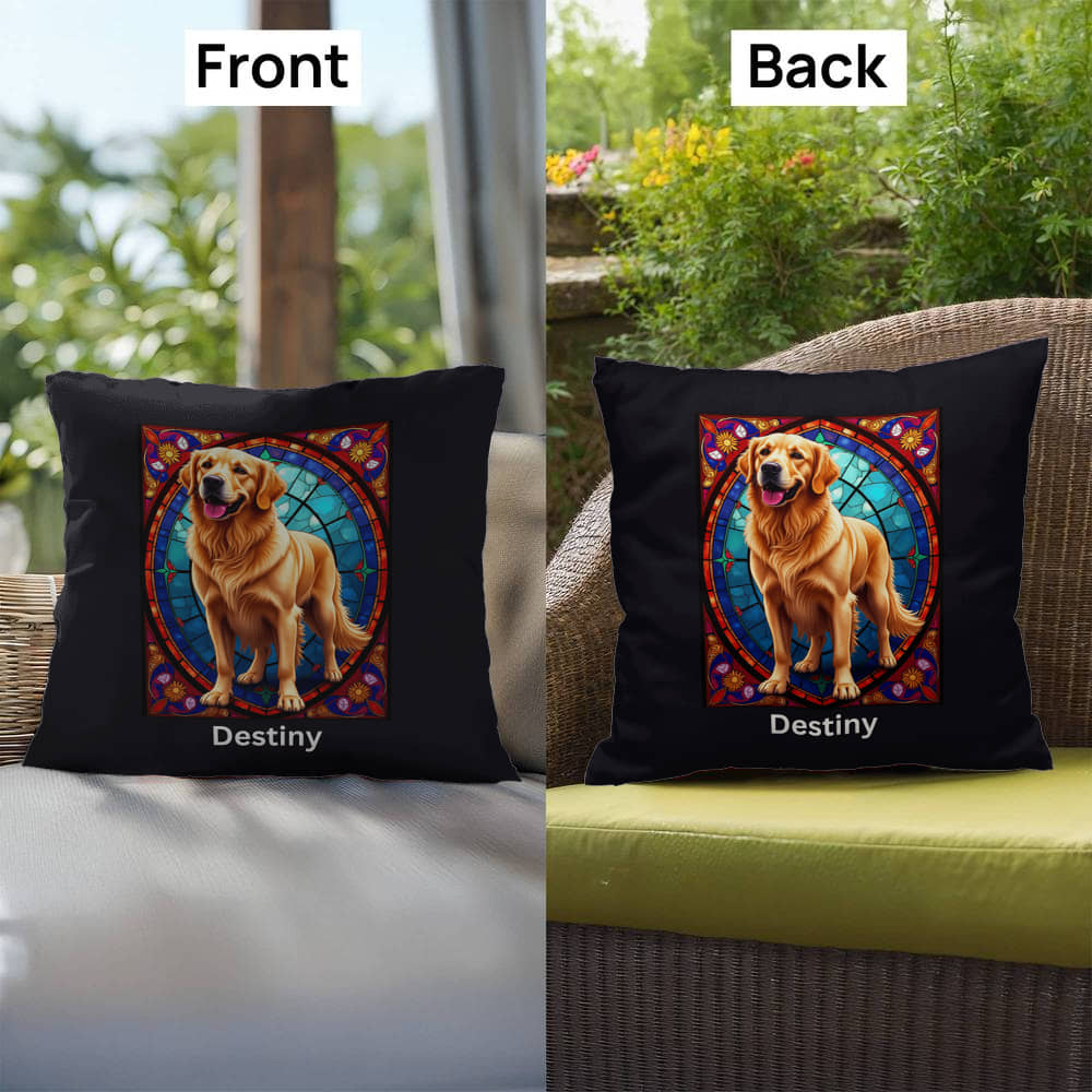 Shop our premium classic golden retriever indoor outdoor pillow from MySisterIsASurvivor.