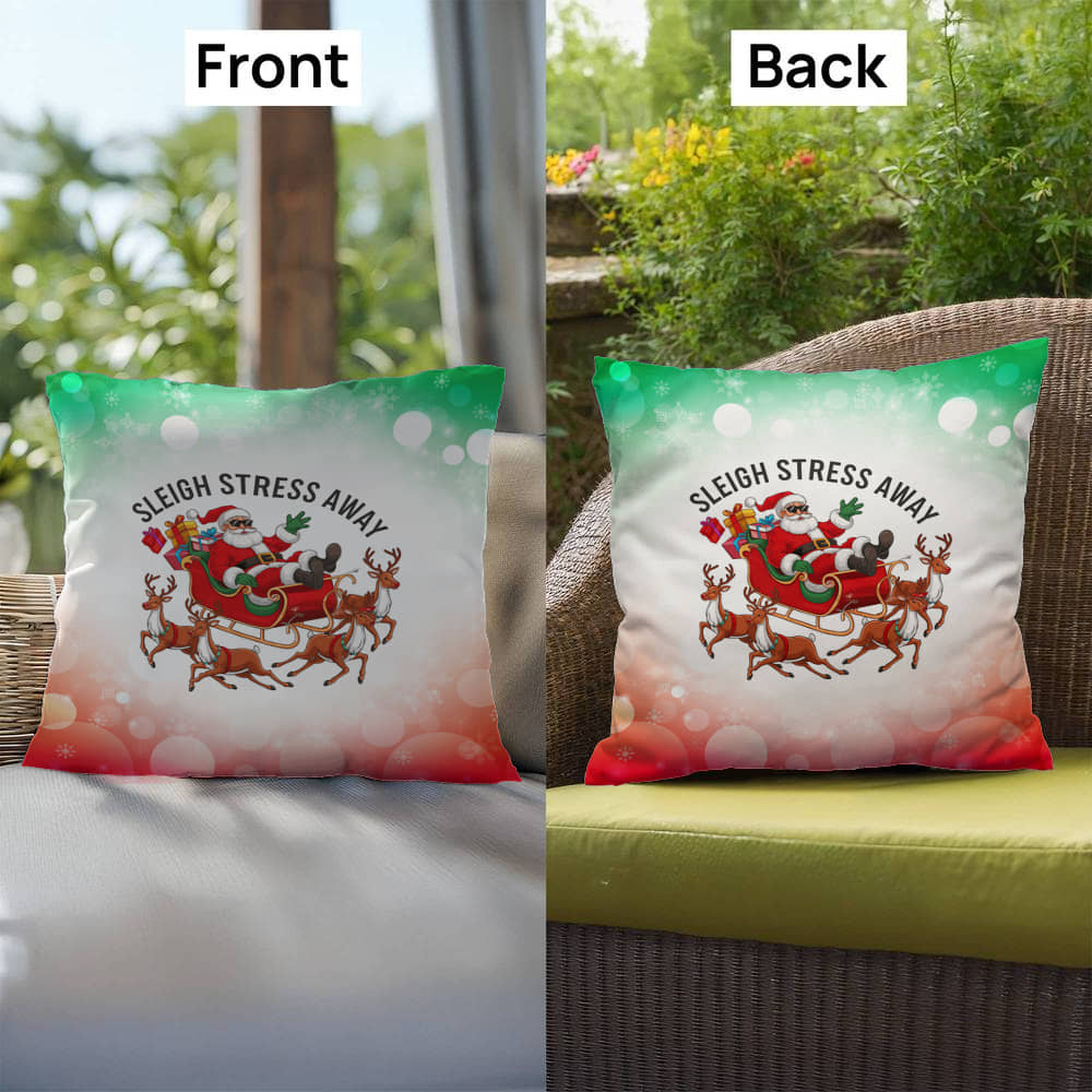 Sleigh Stress Away Throw Pillow - Funny holiday throw pillow for Christmas décor gift