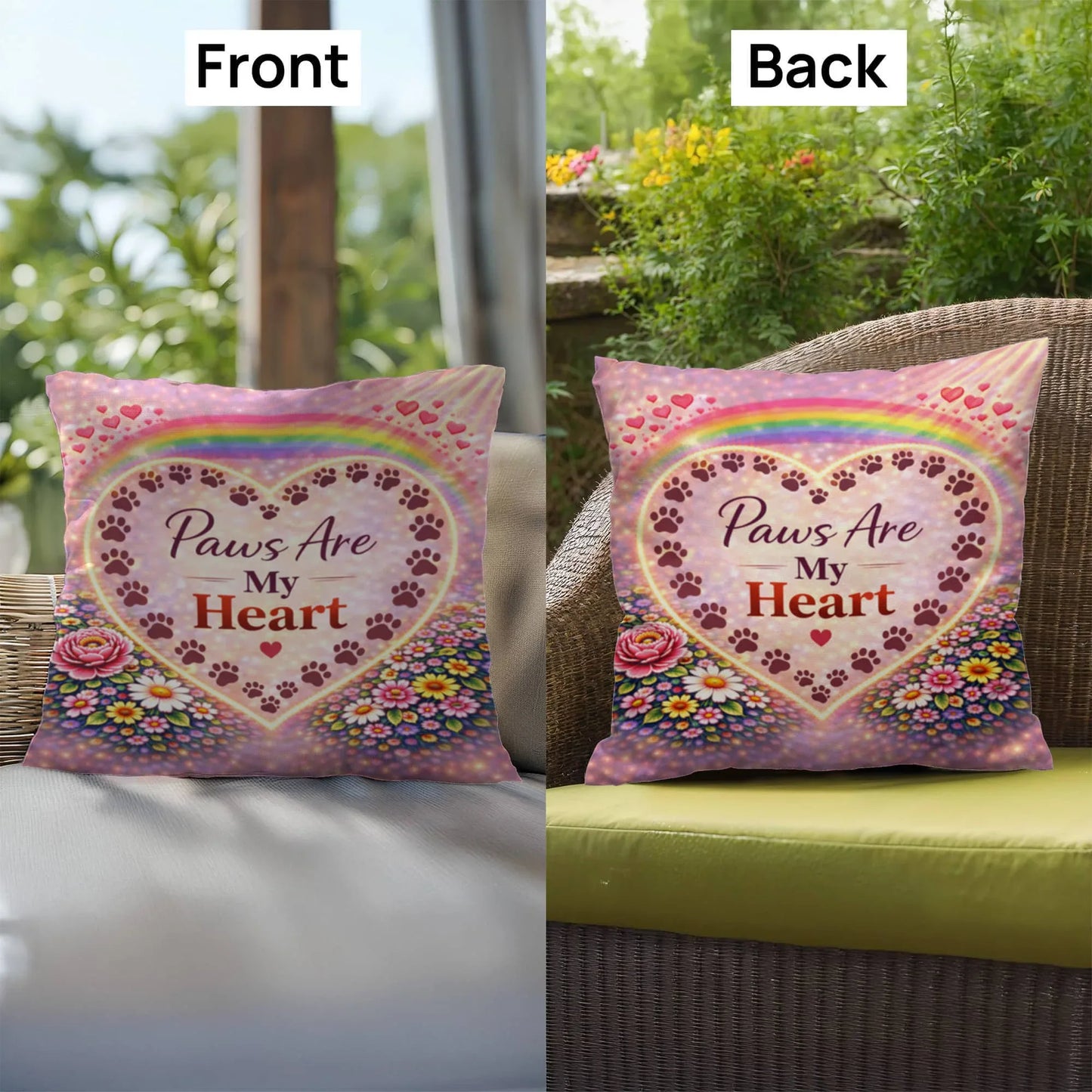 Shop our premium paws are my heart throw pillow from MySisterIsASurvivor.