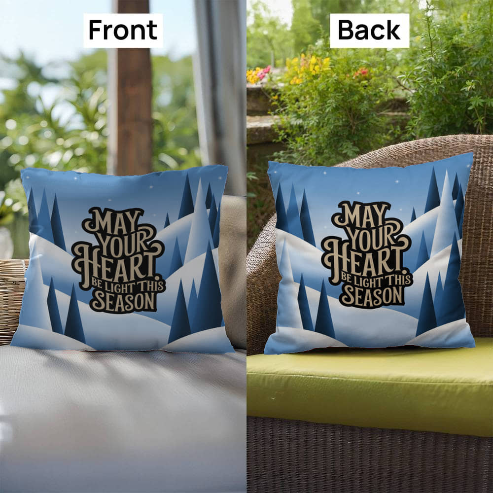 May Your Heart Be Light This Season Throw Pillow - Serene Christmas pillow for reflection