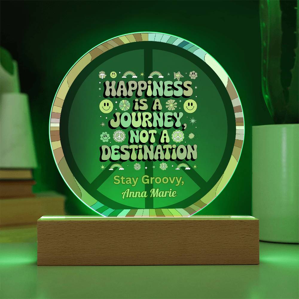 Happiness is a Journey not a destination 7" LED acrylic plaque inspirational gift - MySisterIsASurvivor