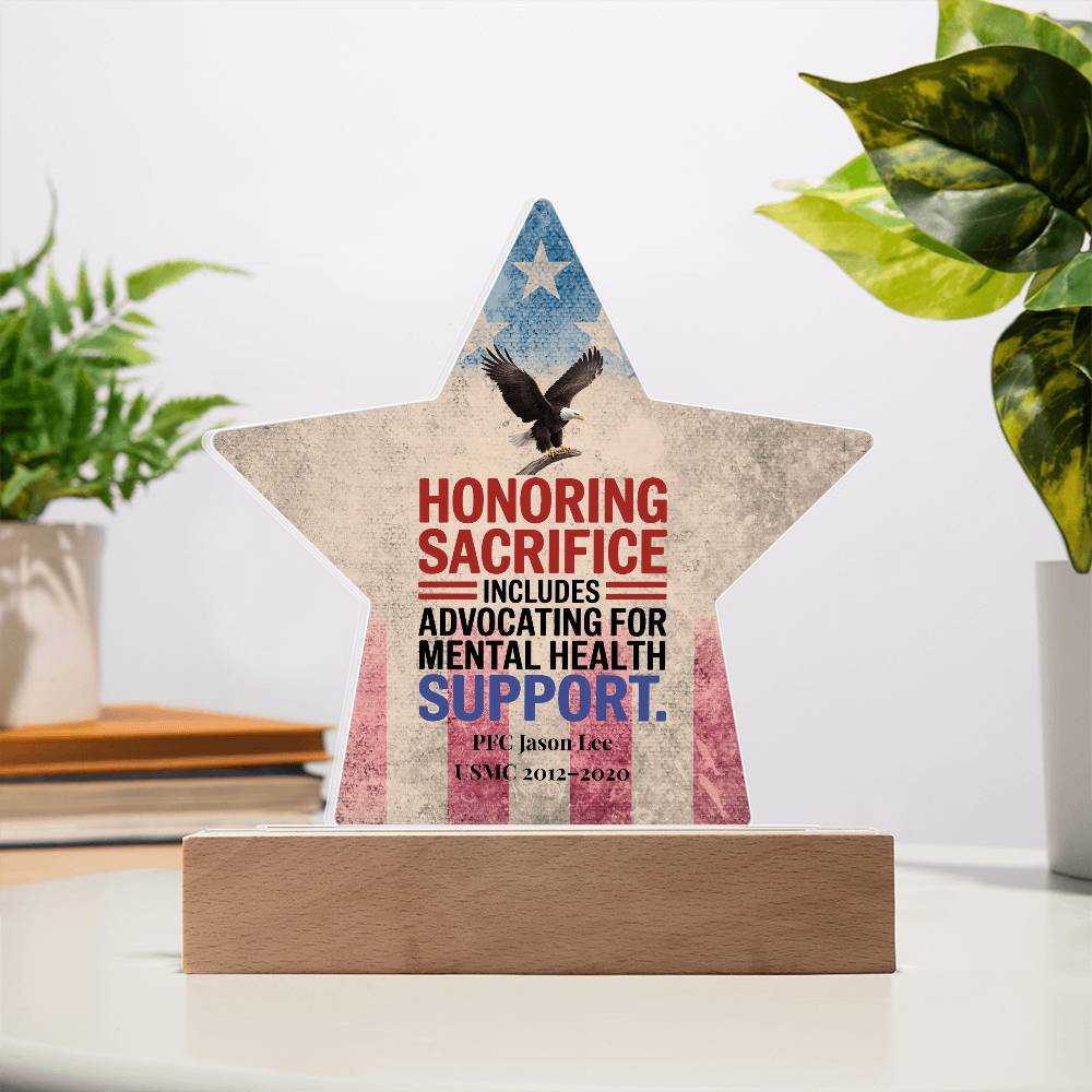 Honoring Sacrifice Star Plaque, Military Tribute, PTSD Support, Veteran Remembrance - MySisterIsASurvivor