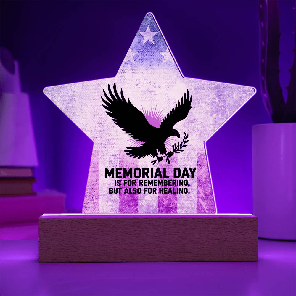 Memorial Day Is For Remembering: Printed Star 7" Acrylic Plaque: Honoring Heroes & Promoting Mental Health Awareness