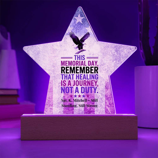 Shop our this memorial day lets remember acrylic star plaque featuring the Battery Powered LED Base style option from MySisterIsASurvivor.