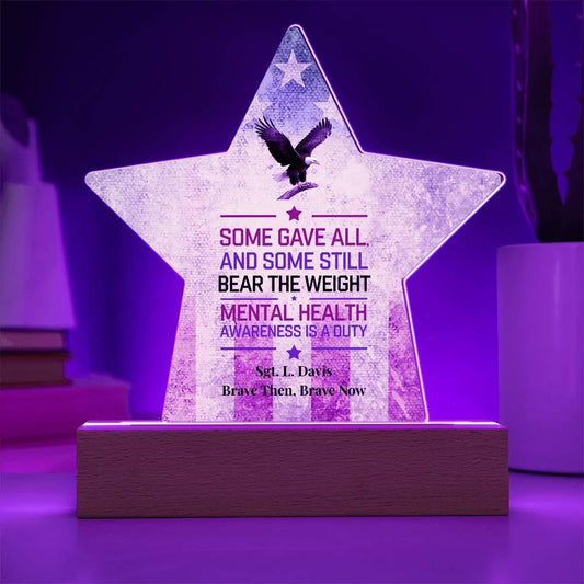 Shop our some gave all acrylic star plaque featuring the Battery Powered LED Base style option from MySisterIsASurvivor.