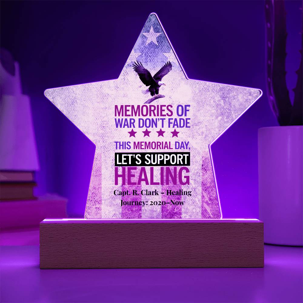 Memories Of War Don't Fade Star Plaque, Memorial Day, PTSD Awareness, Veteran Honor - MySisterIsASurvivor