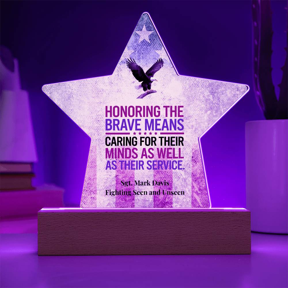 Honoring The Brave Star Plaque, Personalized Memorial Day & PTSD Awareness - MySisterIsASurvivor