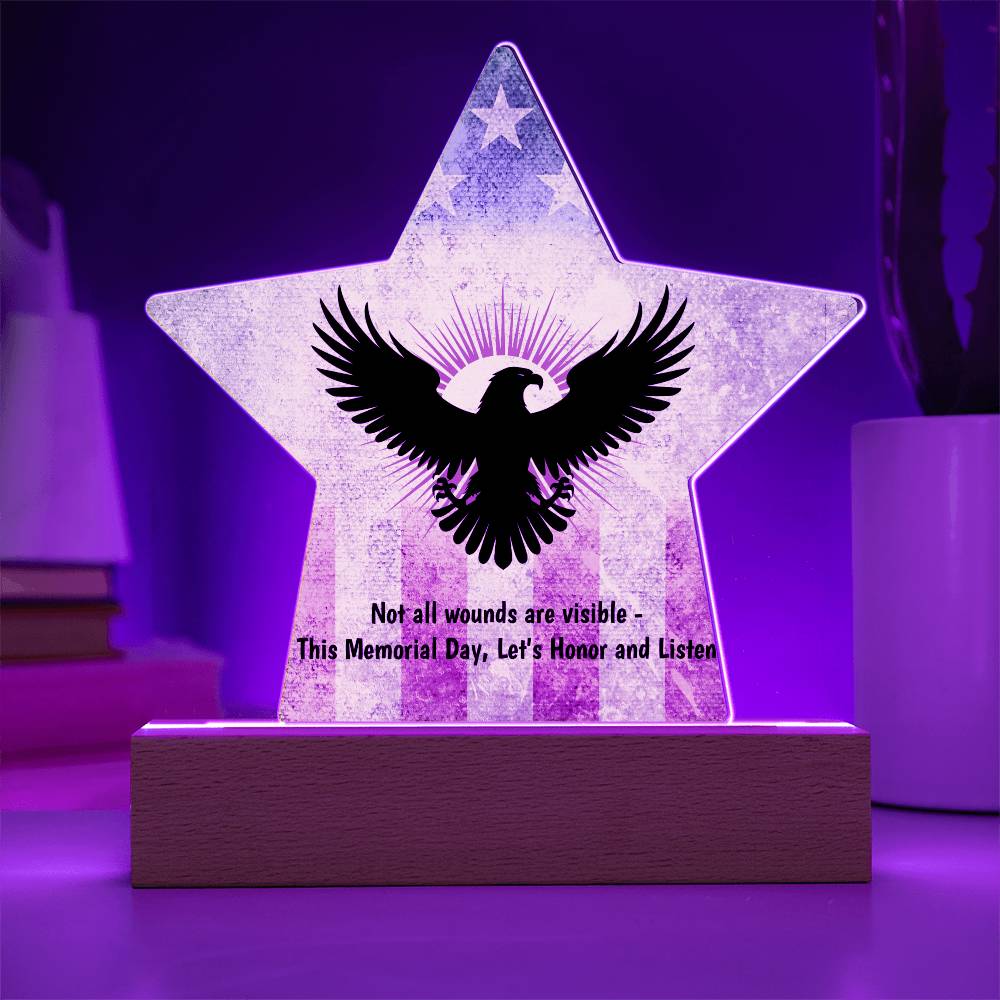 Not All Wounds Are Visible printed star 7 inch acrylic plaque recognizing hidden struggles of veterans