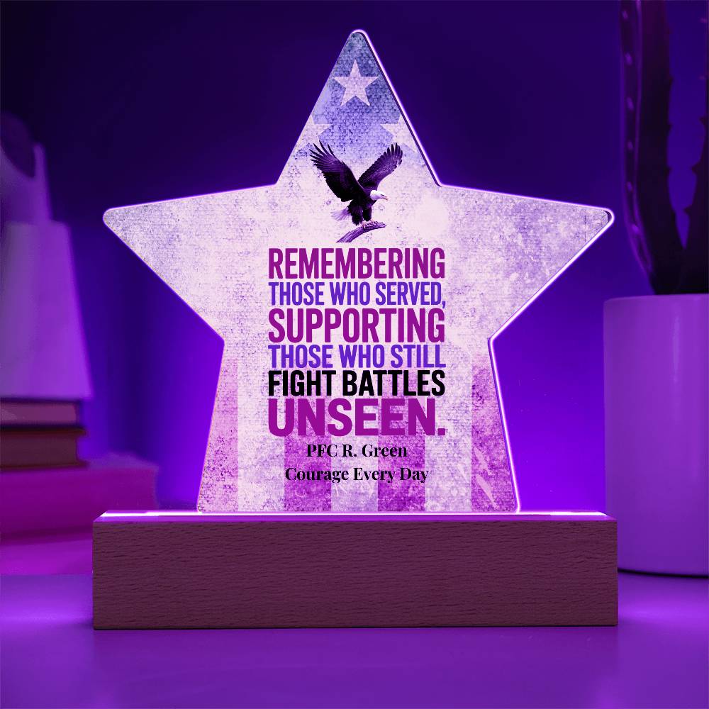 Remembering Those Who Served Star Plaque, Custom Tribute, PTSD Awareness - MySisterIsASurvivor