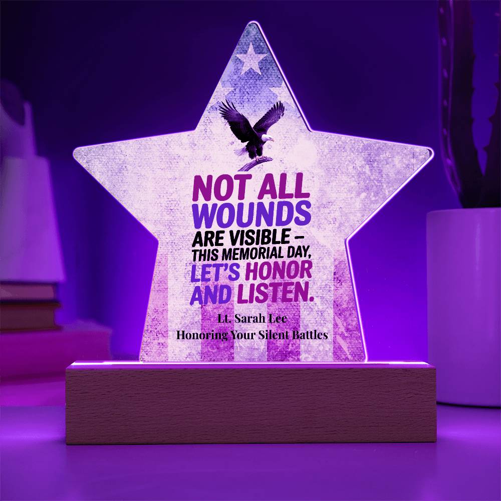 Not All Wounds Are Visible Star Plaque, PTSD Support & Military Tribute - MySisterIsASurvivor
