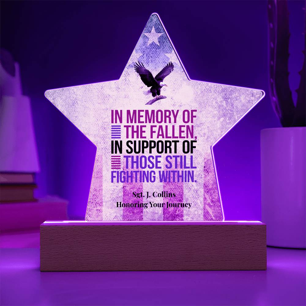 In Memory of the Fallen Star Plaque, Custom PTSD Support & Military Tribute - MySisterIsASurvivor