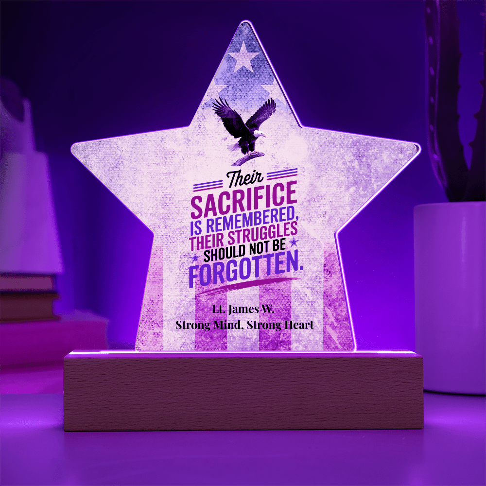 Their Sacrifice Is Remembered Star Plaque, Custom Memorial Day, PTSD Awareness - MySisterIsASurvivor