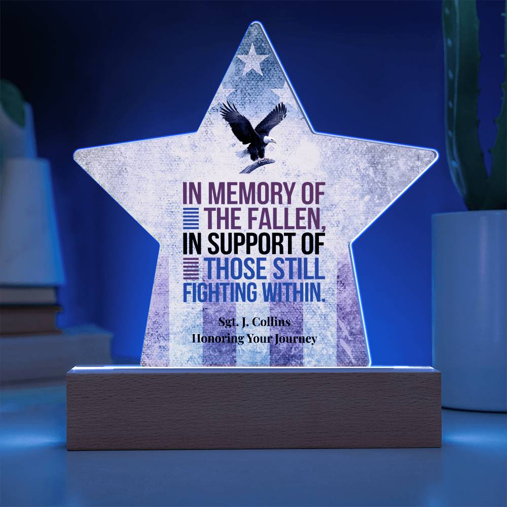 In Memory of the Fallen Star Plaque, Custom PTSD Support & Military Tribute - MySisterIsASurvivor