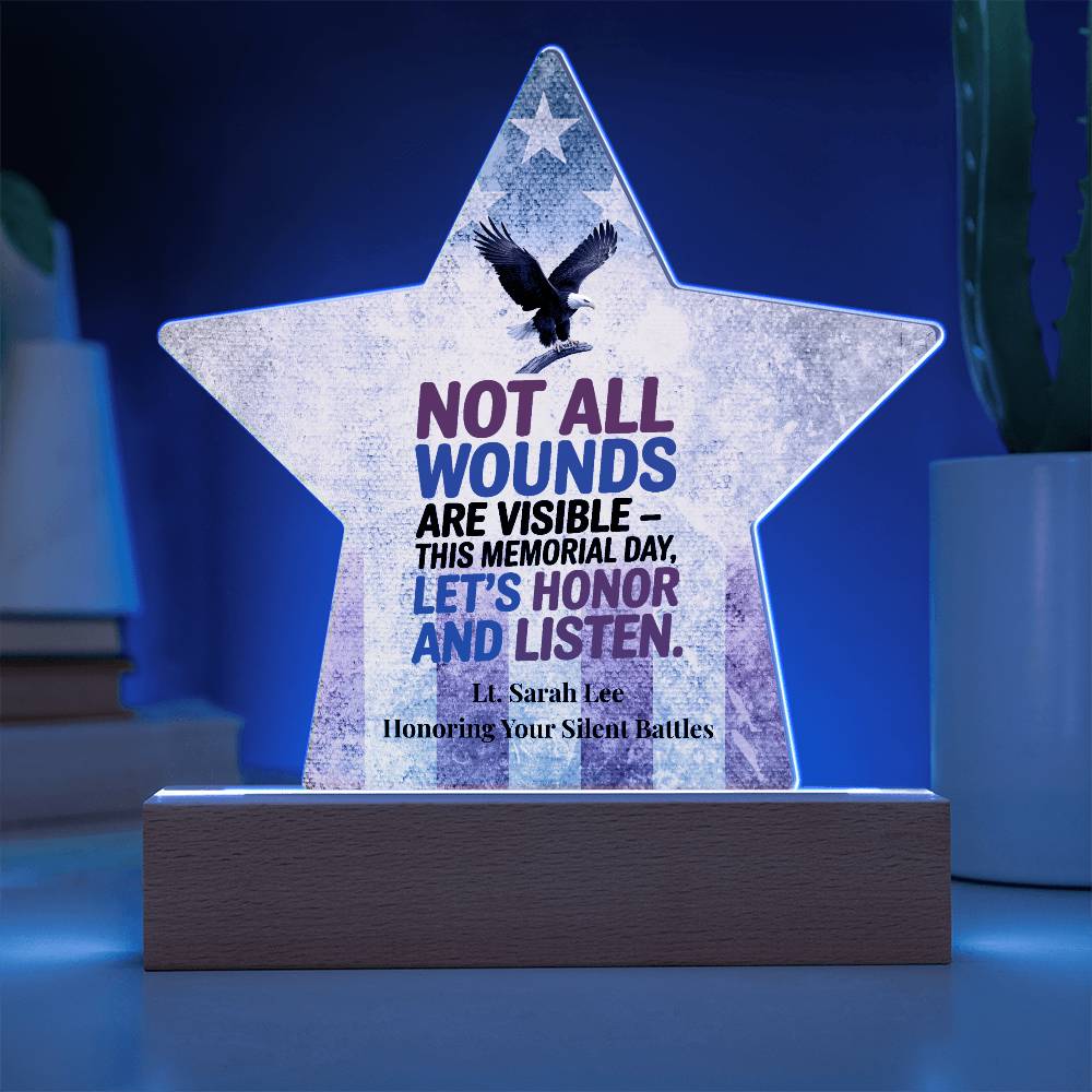 Not All Wounds Are Visible Star Plaque, PTSD Support & Military Tribute - MySisterIsASurvivor