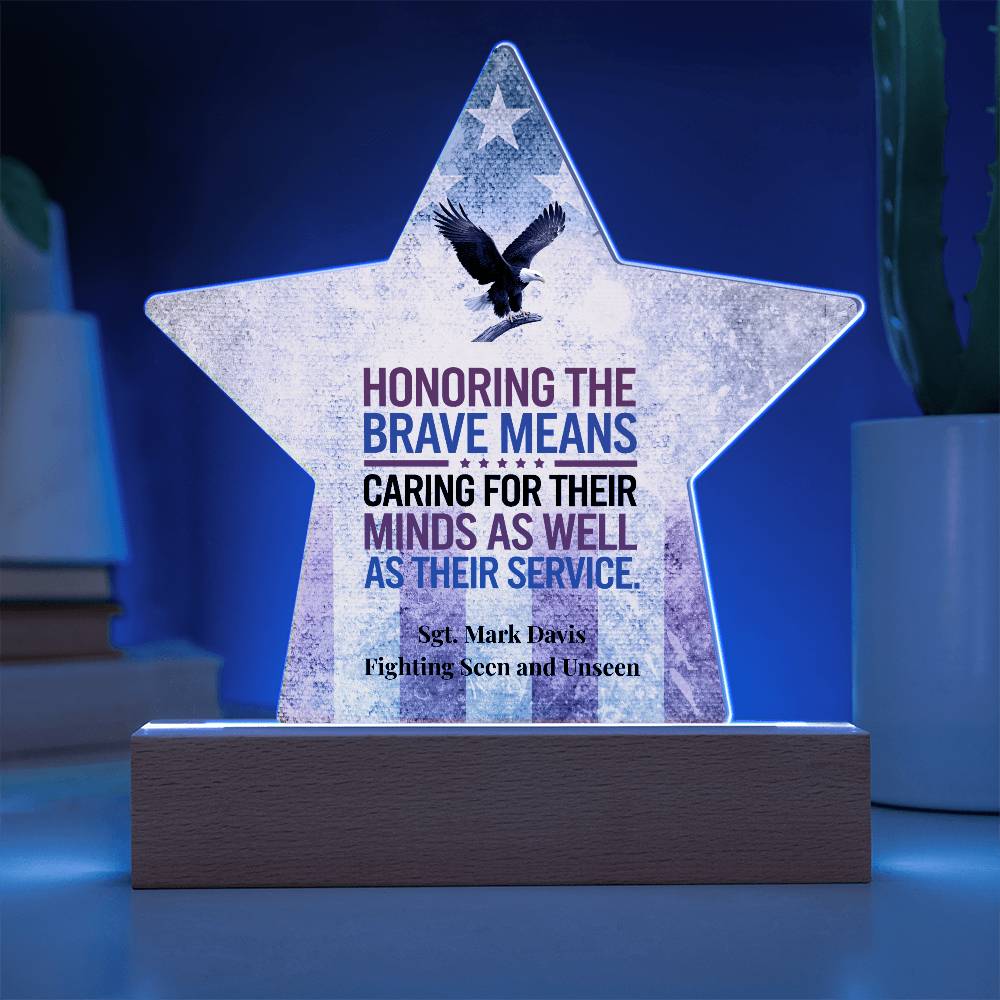 Honoring The Brave Star Plaque, Personalized Memorial Day & PTSD Awareness - MySisterIsASurvivor