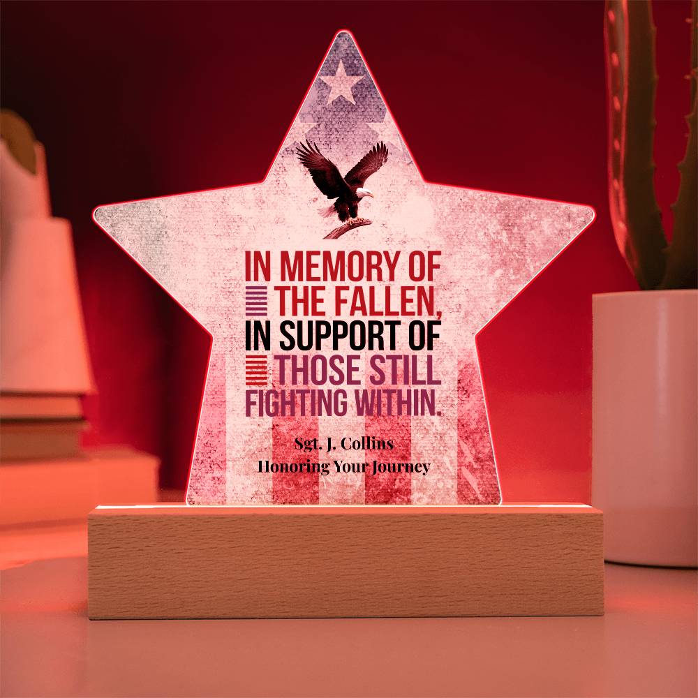 In Memory of the Fallen Star Plaque, Custom PTSD Support & Military Tribute - MySisterIsASurvivor