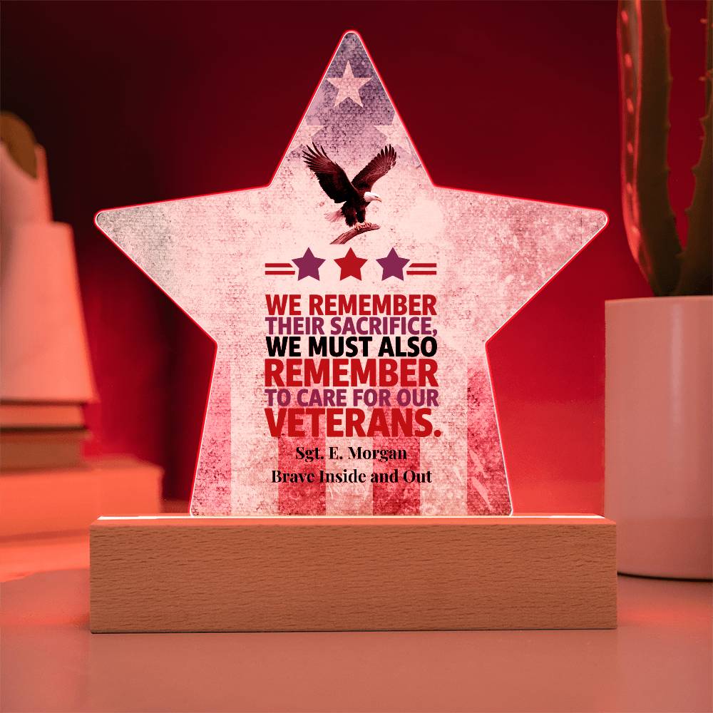 We Remember Their Sacrifice Star Plaque, Custom Memorial Day, PTSD Support - MySisterIsASurvivor