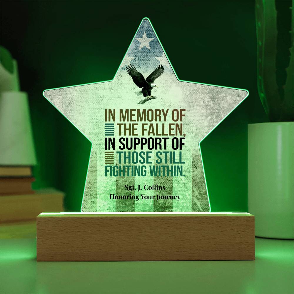 In Memory of the Fallen Star Plaque, Custom PTSD Support & Military Tribute - MySisterIsASurvivor