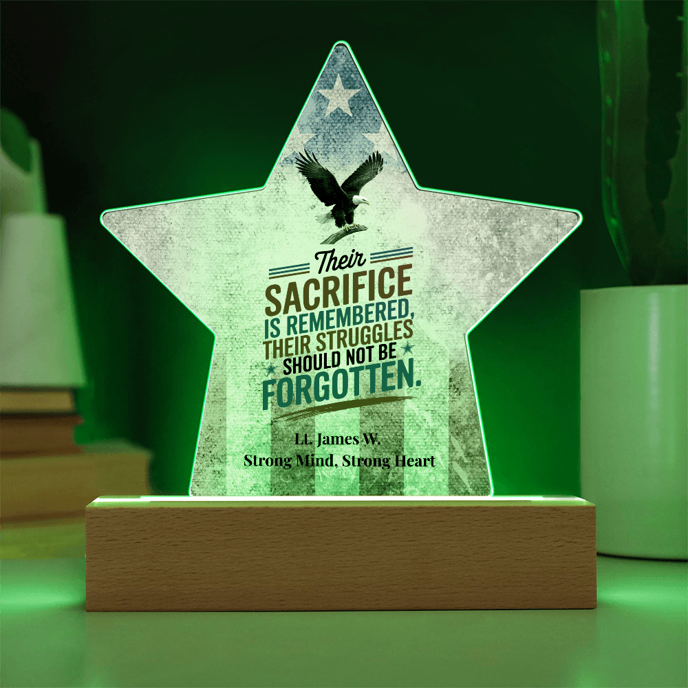 Their Sacrifice Is Remembered Star Plaque, Custom Memorial Day, PTSD Awareness - MySisterIsASurvivor