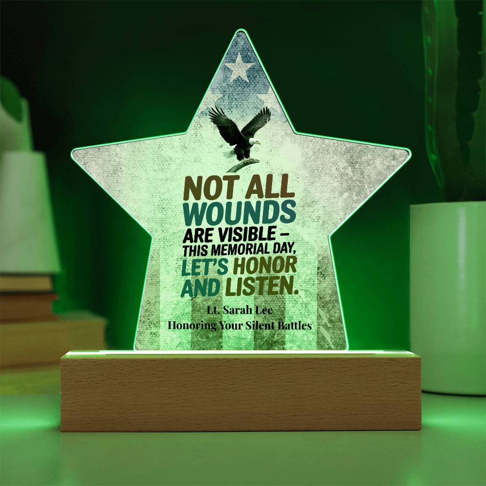 Not All Wounds Are Visible Star Plaque, PTSD Support & Military Tribute - MySisterIsASurvivor
